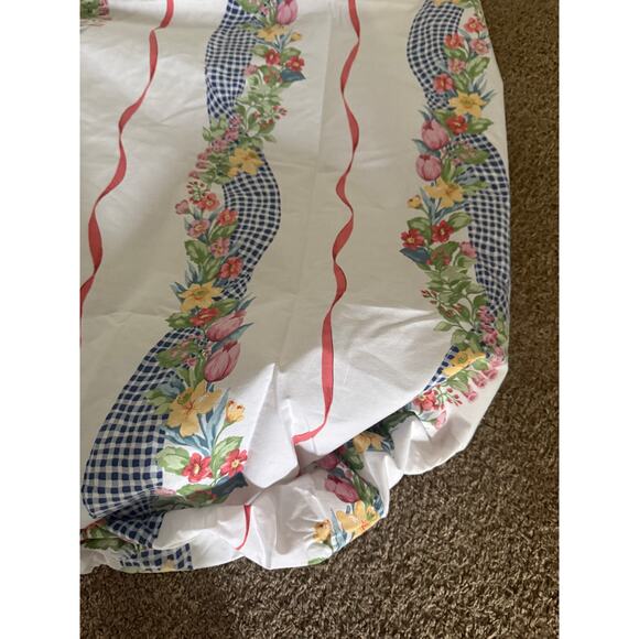 VTG Lady Pepperell Full Fitted Sheet Floral Gingham No Iron USA Cottagecore - Picture 7 of 7